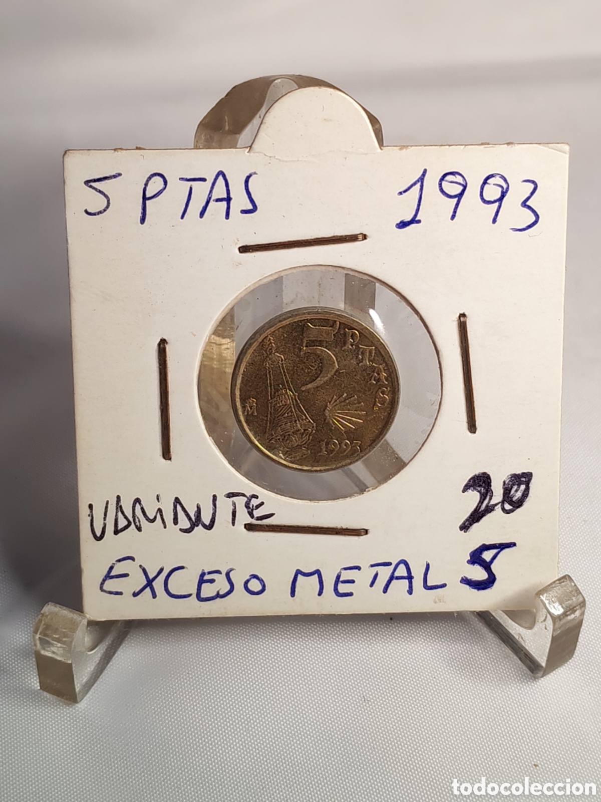 Monedas con errores: Espa&ntilde;a. 5 pesetas. 1993. Xacobeo . Error. Variante de cu&ntilde;o 5 . Sin circular - Foto 1