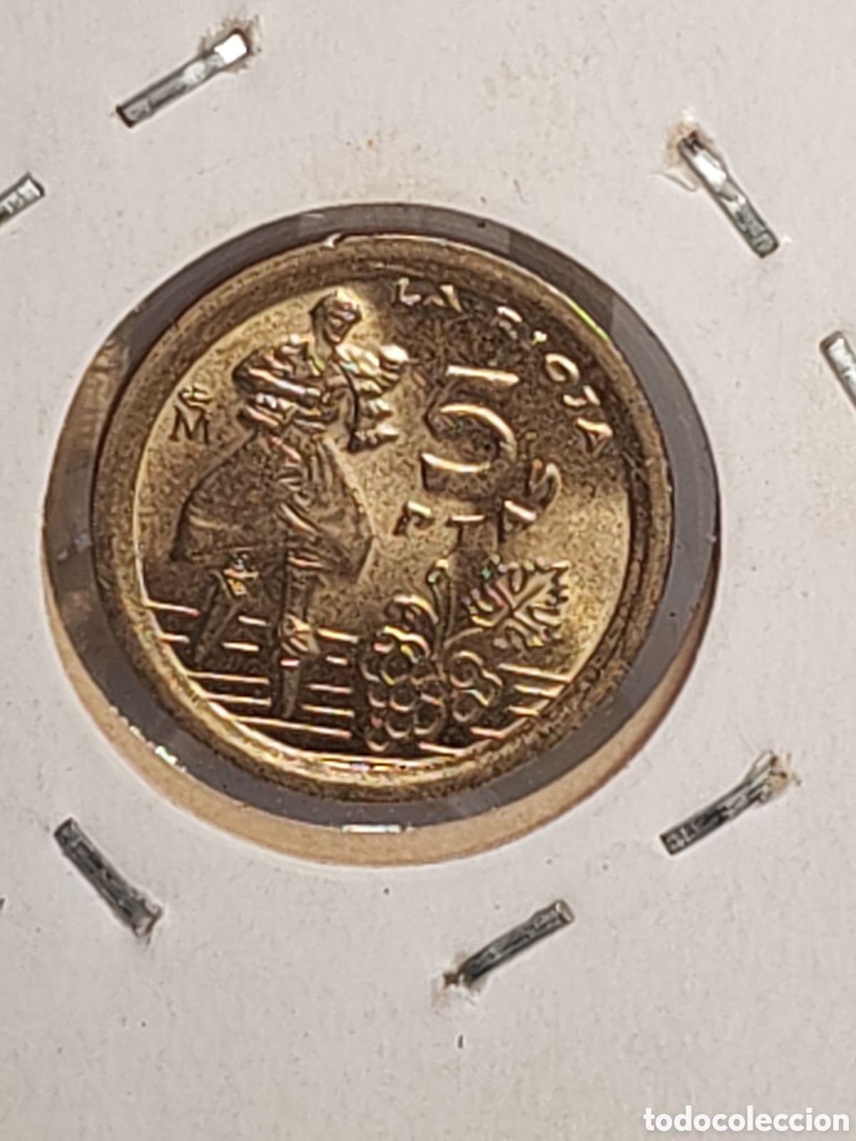 Monedas con errores: Espa&ntilde;a. 5 pesetas. 1996. Error Variante Canto ancho. Sin circular - Foto 4