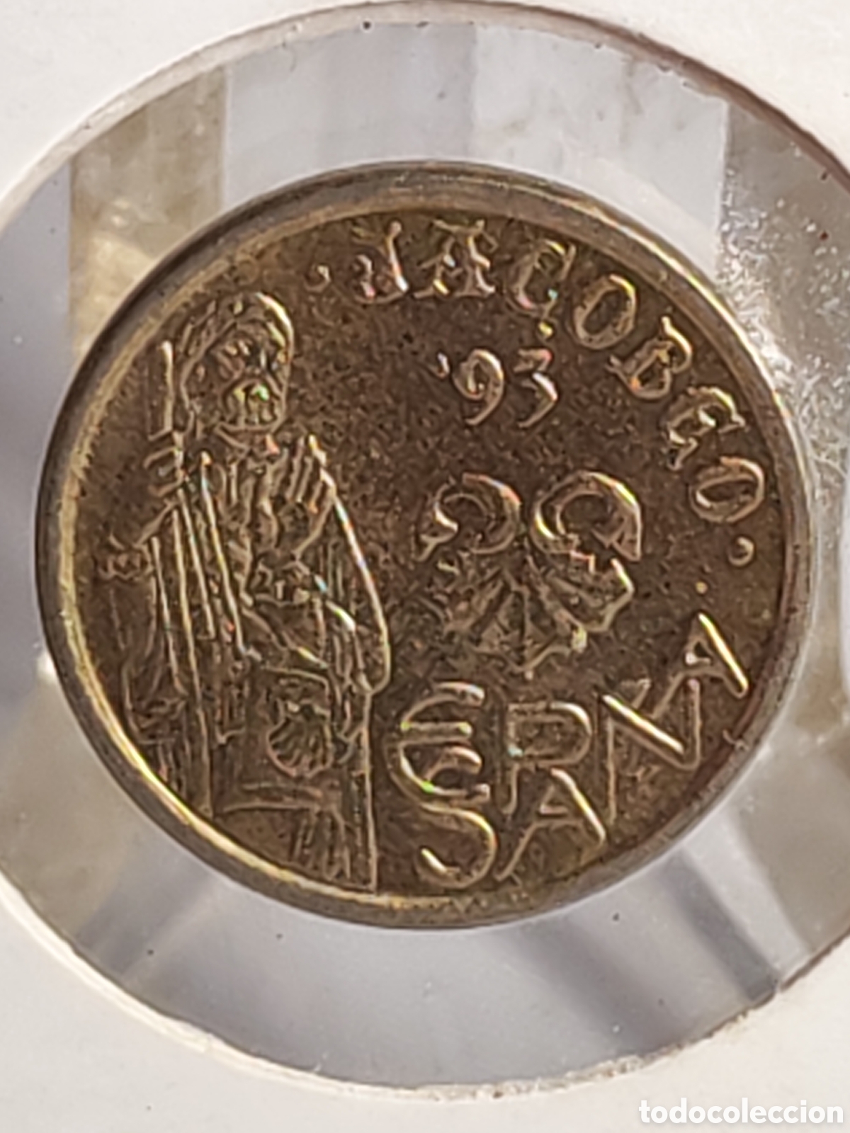 Monedas con errores: Espa&ntilde;a. 5 pesetas. 1993. Xacobeo . Error. Variante de cu&ntilde;o 5 . Sin circular - Foto 5