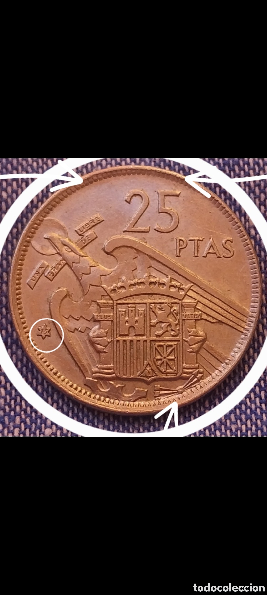 Monedas con errores: 25ptas 1957*⁷⁵ ERROR Espa&ntilde;a. - Foto 1