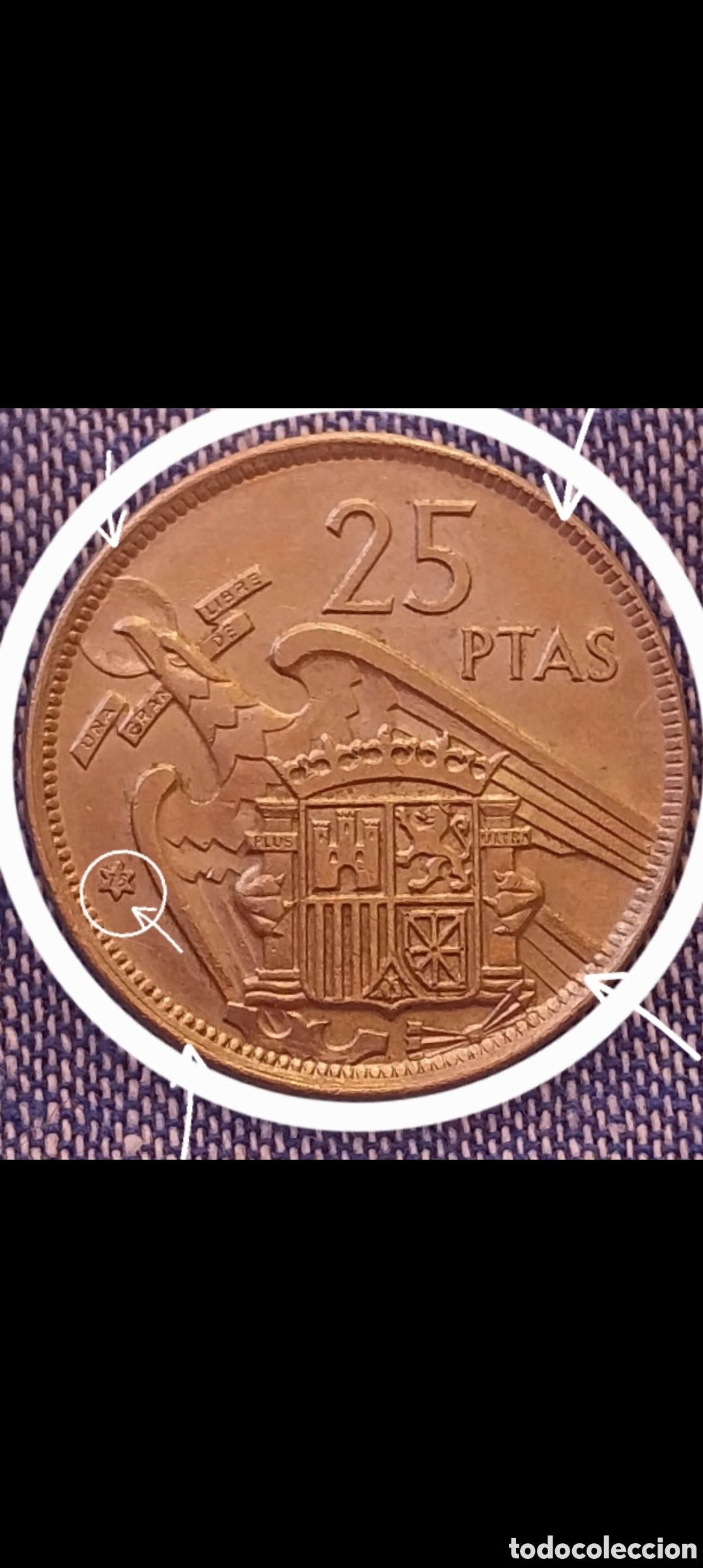 Monedas con errores: 25ptas 1957*⁷⁵ ERROR Espa&ntilde;a. - Foto 7