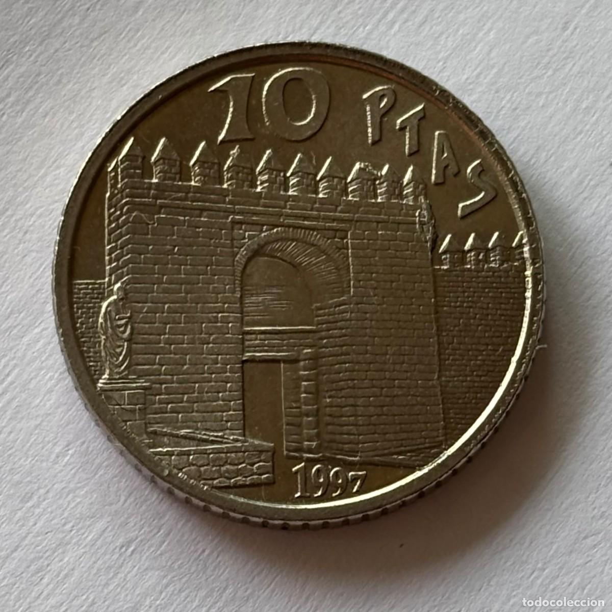 Monedas con errores: MONEDA DE 10 PESETAS JUAN CARLOS I 1997 SC VARIANTE &rdquo; CUERDAS ALMENA&rdquo;