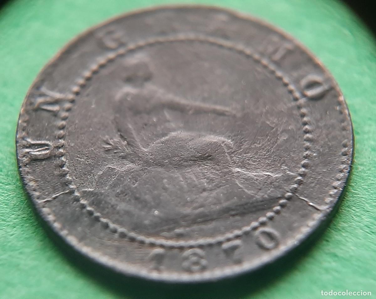 Monedas con errores: (ESPA&Ntilde;A-ERROR)(1870(COBRE) 1 C&Eacute;NTIMO CON VARIAS ROTURAS DE CU&Ntilde;O - Foto 3