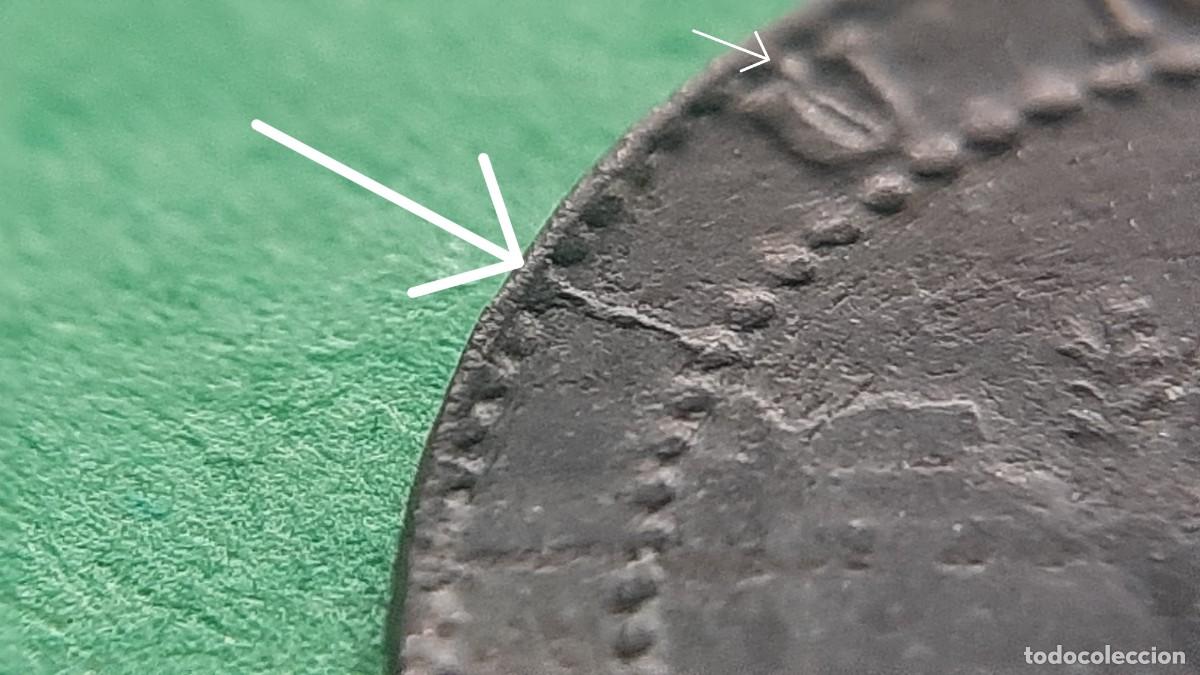 Monedas con errores: (ESPA&Ntilde;A-ERROR)(1870(COBRE) 1 C&Eacute;NTIMO CON VARIAS ROTURAS DE CU&Ntilde;O - Foto 7