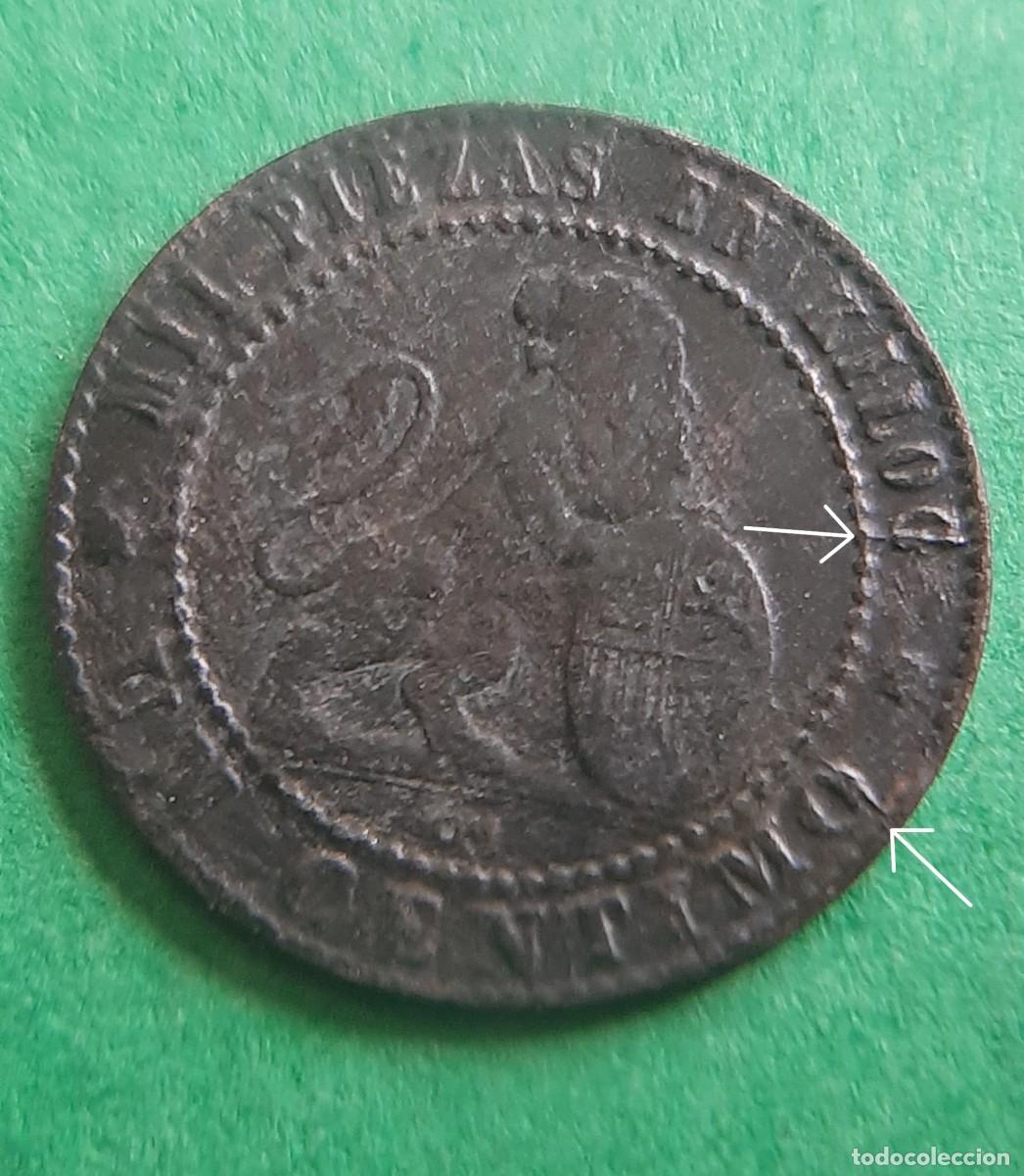 Monedas con errores: (ESPA&Ntilde;A-ERROR)(1870(COBRE) 1 C&Eacute;NTIMO CON VARIAS ROTURAS DE CU&Ntilde;O - Foto 10