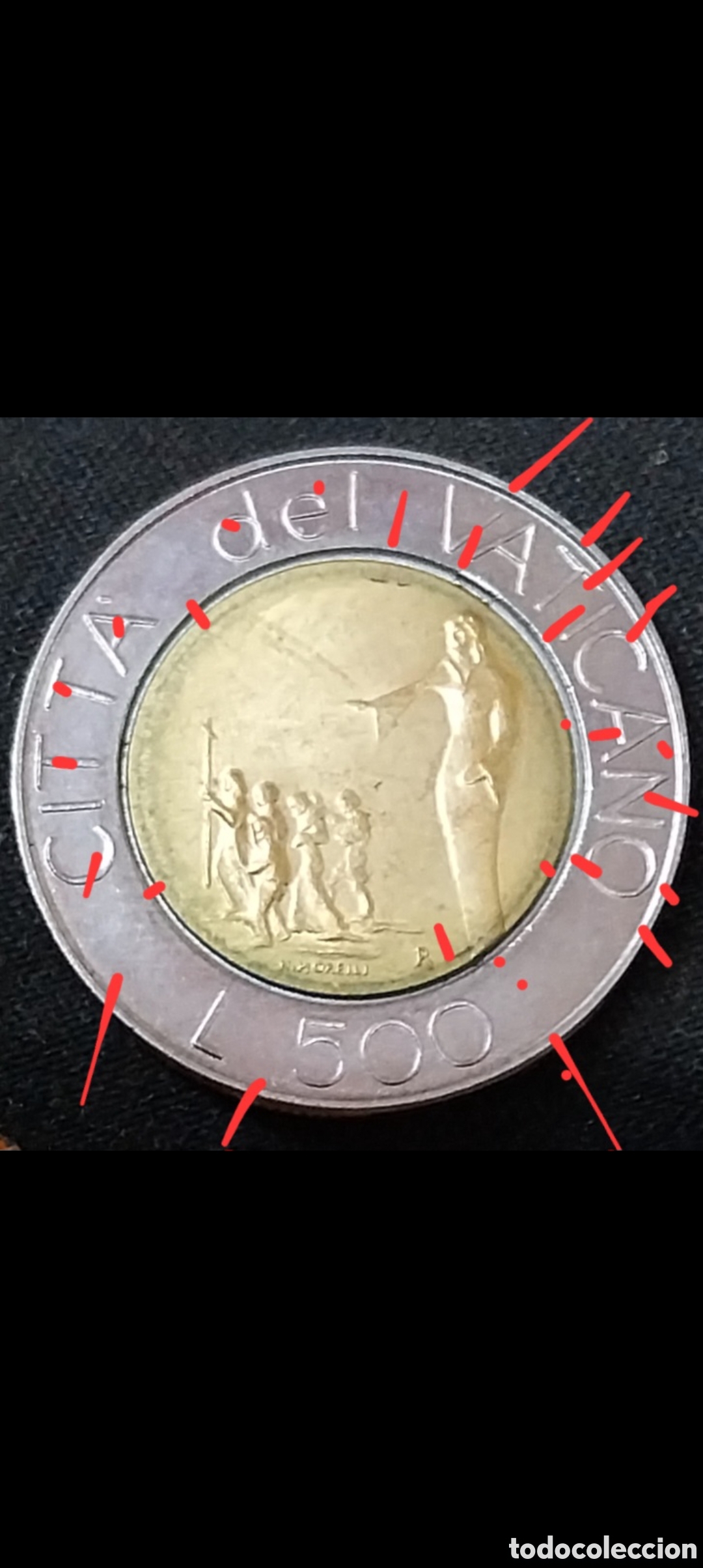 Monedas con errores: L.500 Liras VATICANO 1991 ERRORES - Foto 3