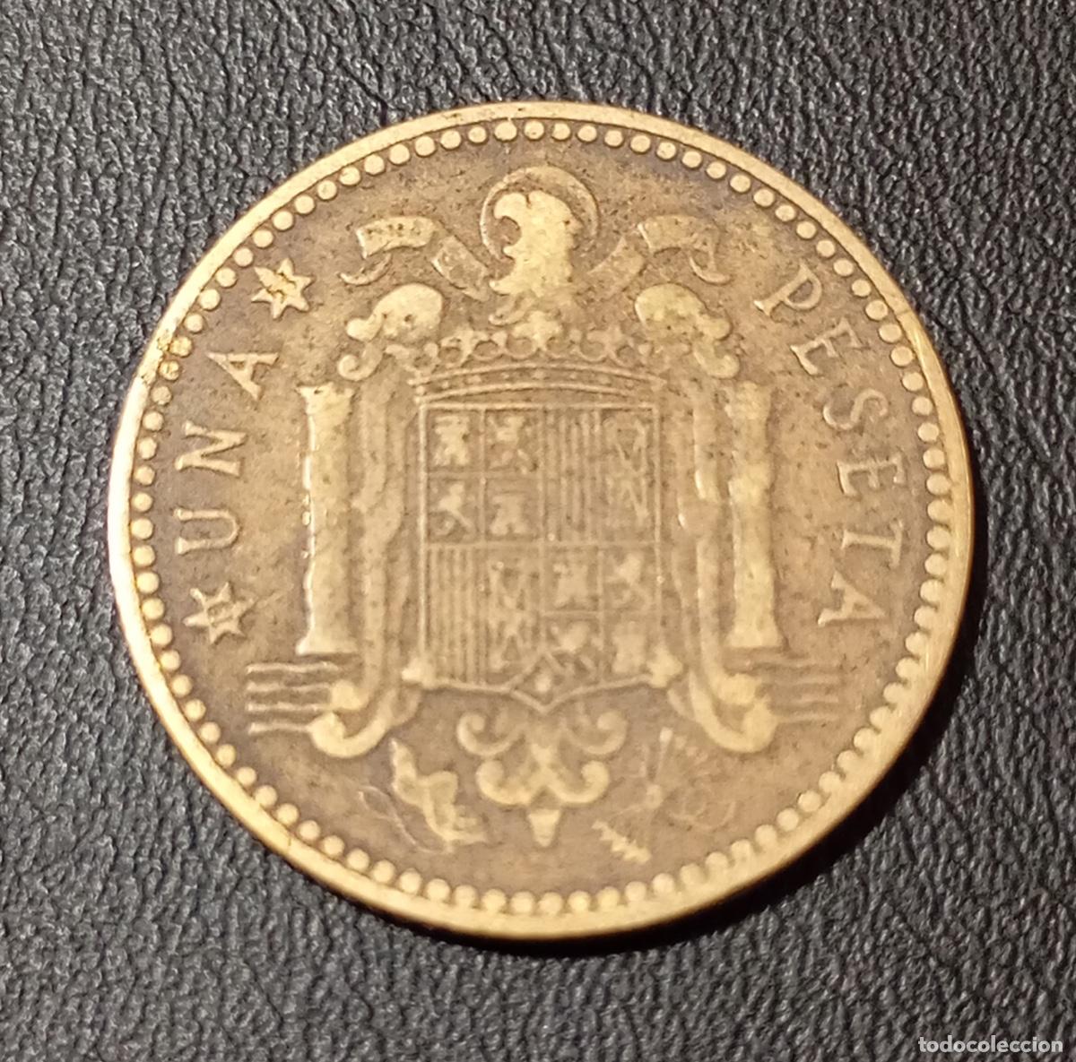 Monedas con errores: ERROR ACU&Ntilde;ACI&Oacute;N EN &rdquo;4&rdquo; DE MONEDA DE 1 PESETA DE 1947 *53. FRANCO. - Foto 3