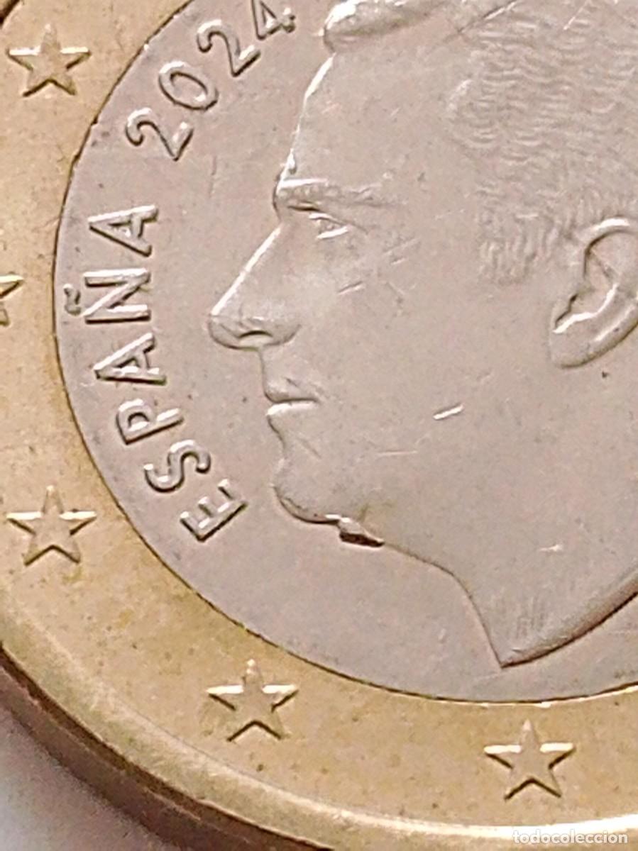 Monedas con errores: Moneda 1 euro Espa&ntilde;a 2024 error con exceso metal - Foto 2
