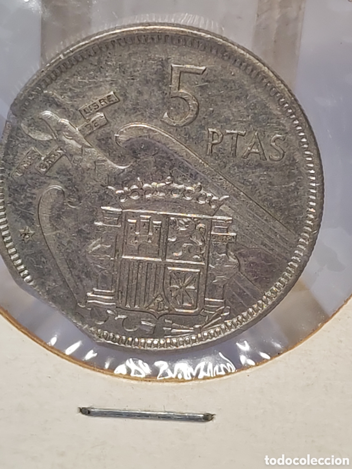 Monedas con errores: Espa&ntilde;a. 5 pesetas. 1957 *75 . Error. doble segmentada. Muy rara y dif&iacute;cil . Sin circular - Foto 5