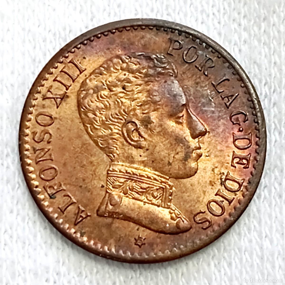 Monedas con errores: ⚜️ BBD5 2. Variante cuello y oreja rayada. Espa&ntilde;a. 1 c&eacute;ntimo 1906 *6 SL V - Foto 2