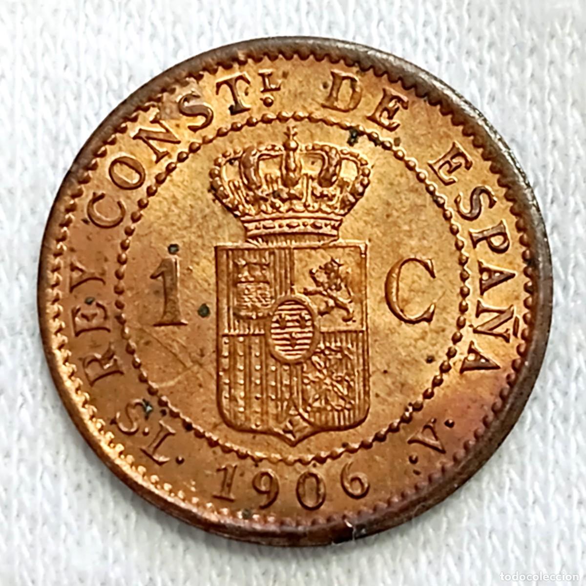 Monedas con errores: ⚜️ BBD5 2. Variante cuello y oreja rayada. Espa&ntilde;a. 1 c&eacute;ntimo 1906 *6 SL V - Foto 4