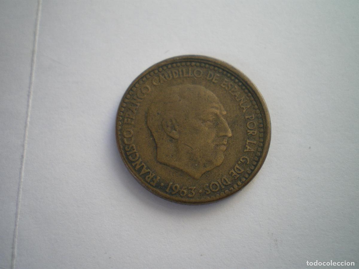 Monedas con errores: 1 PESETA 1963, 19-66, ERROR ACU&Ntilde;ACION, DESPLAZAMIENTO, FRANCO