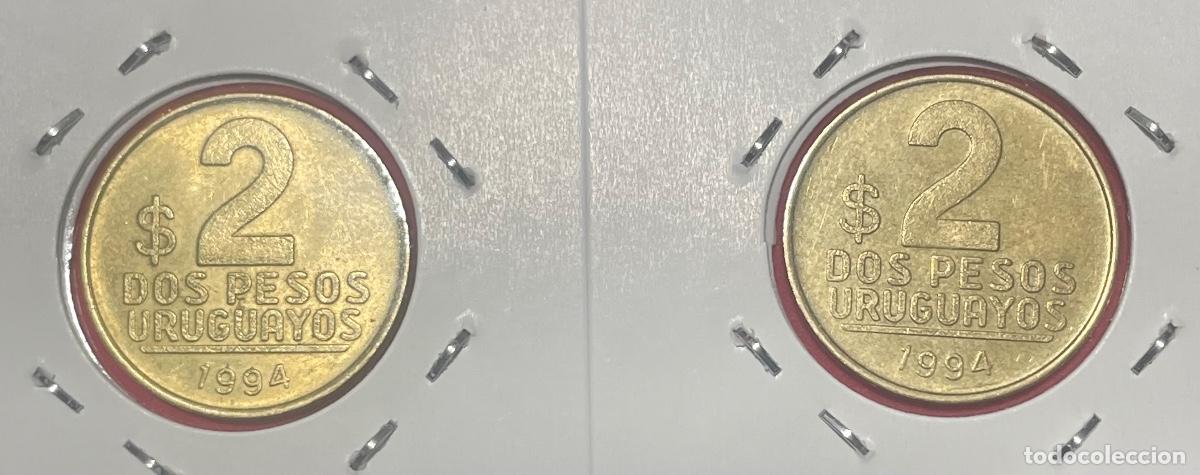 Monedas con errores: * ERROR * 2 pesos Uruguay a&ntilde;o 1994. VARIANTE DE CU&Ntilde;O - Foto 3