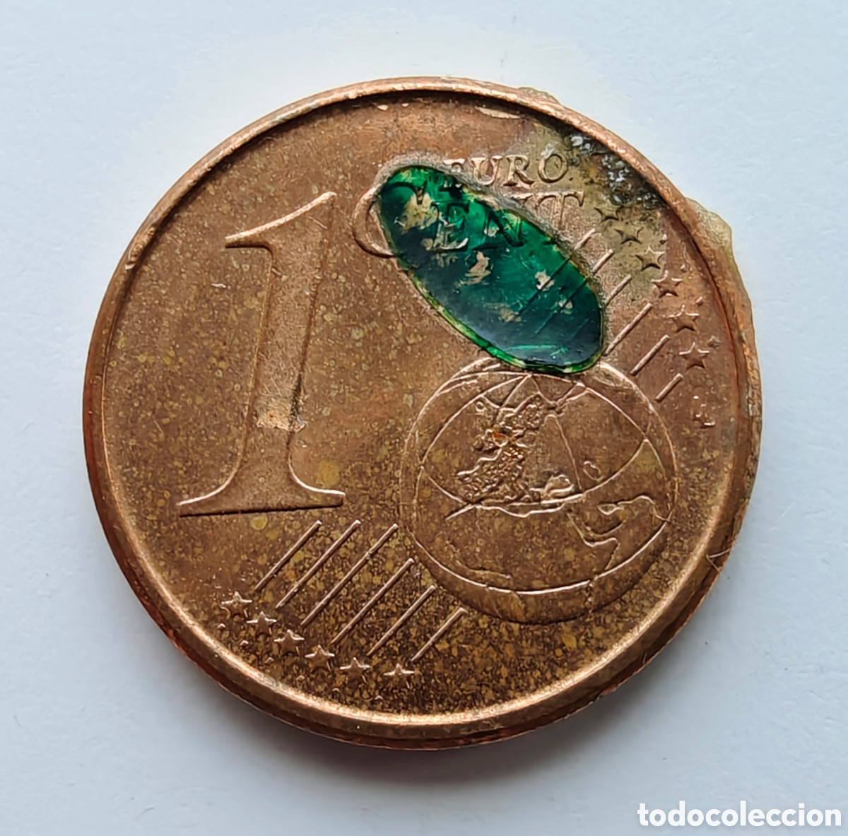 Monedas con errores: Moneda 1 C&eacute;ntimo con Curioso Error Defecto Acu&ntilde;aci&oacute;n - Foto 1