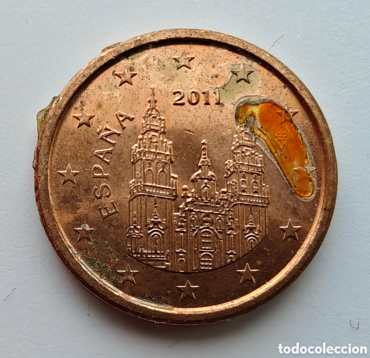 Monedas con errores: Moneda 1 C&eacute;ntimo con Curioso Error Defecto Acu&ntilde;aci&oacute;n - Foto 3