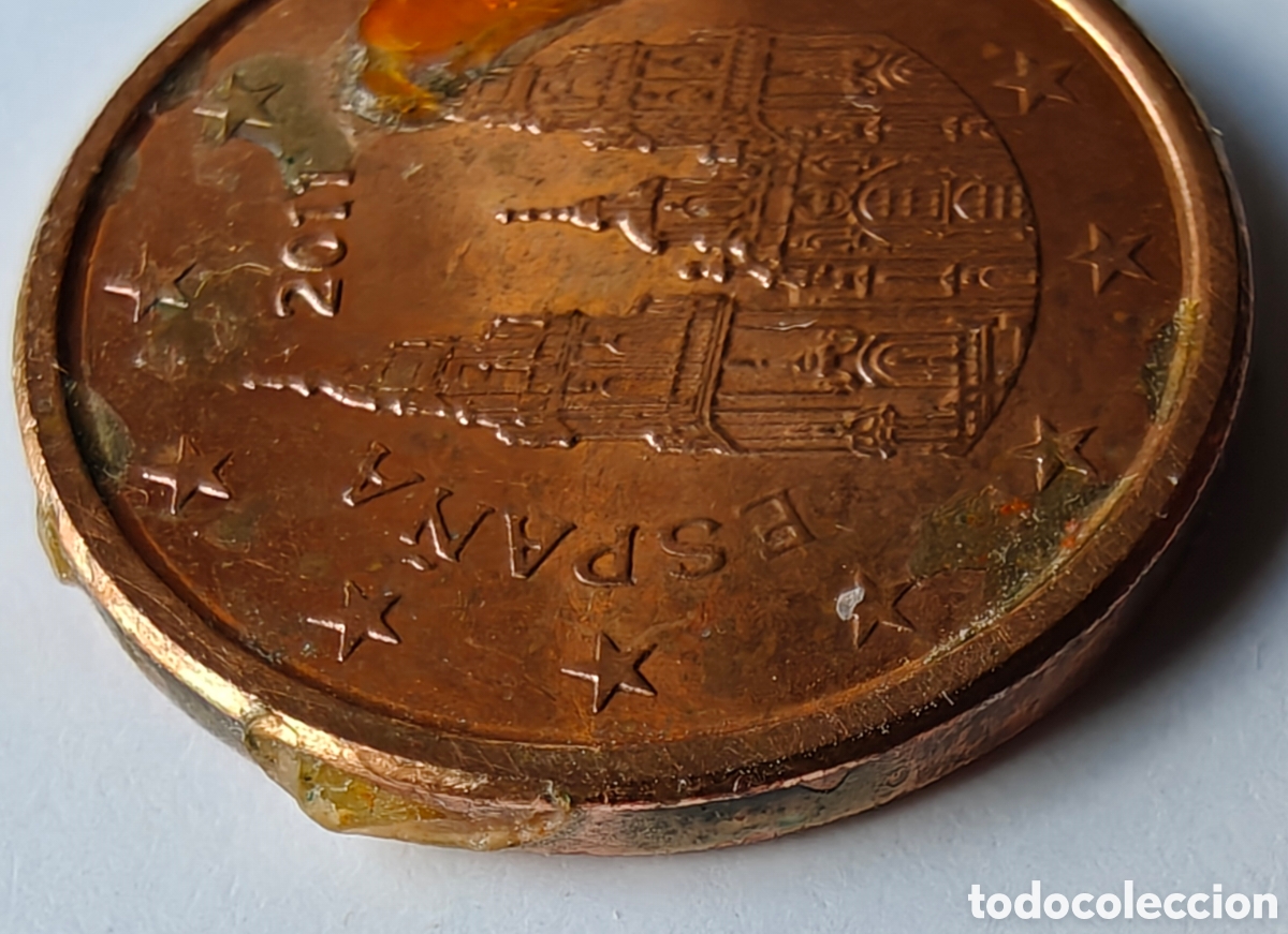 Monedas con errores: Moneda 1 C&eacute;ntimo con Curioso Error Defecto Acu&ntilde;aci&oacute;n - Foto 4