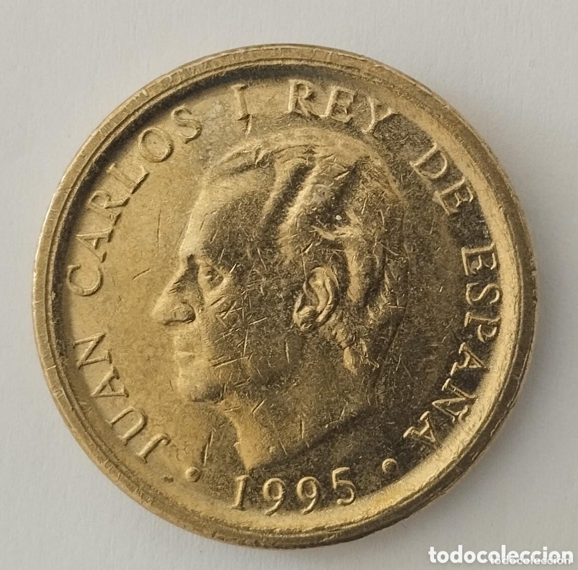 Moedas com erros: MONEDA DE 100 PESETAS JUAN CARLOS I 1995 SIN CIRCULAR VARIANTE CANTO ANCHO