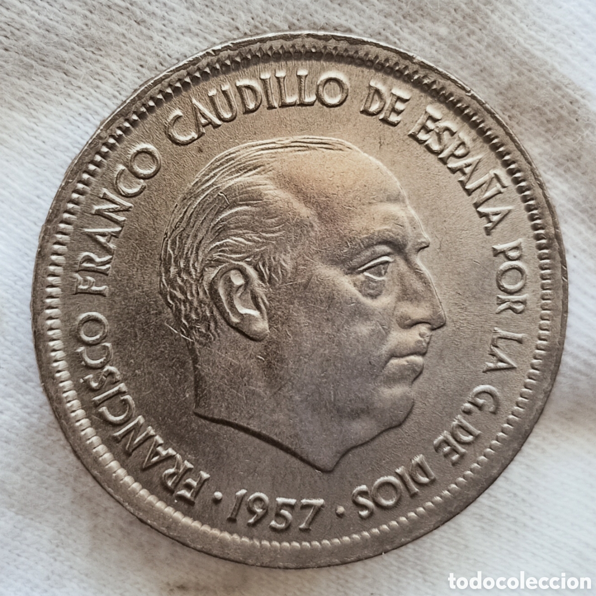 Monedas con errores: Moneda 25 pesetas 1957(doble acu&ntilde;aci&oacute;n) - Foto 1