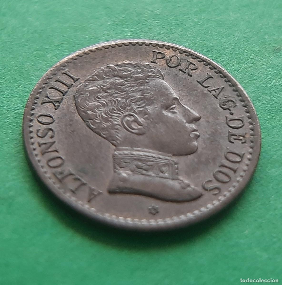 Monedas con errores: (ESPA&Ntilde;A-ERROR)(1906* SL V) 1 C&Eacute;NTIMO CON VARIOS ERRORES(REMARQUE EN ESTRELLA Y EN LA (S) DE DIOS)) - Foto 2