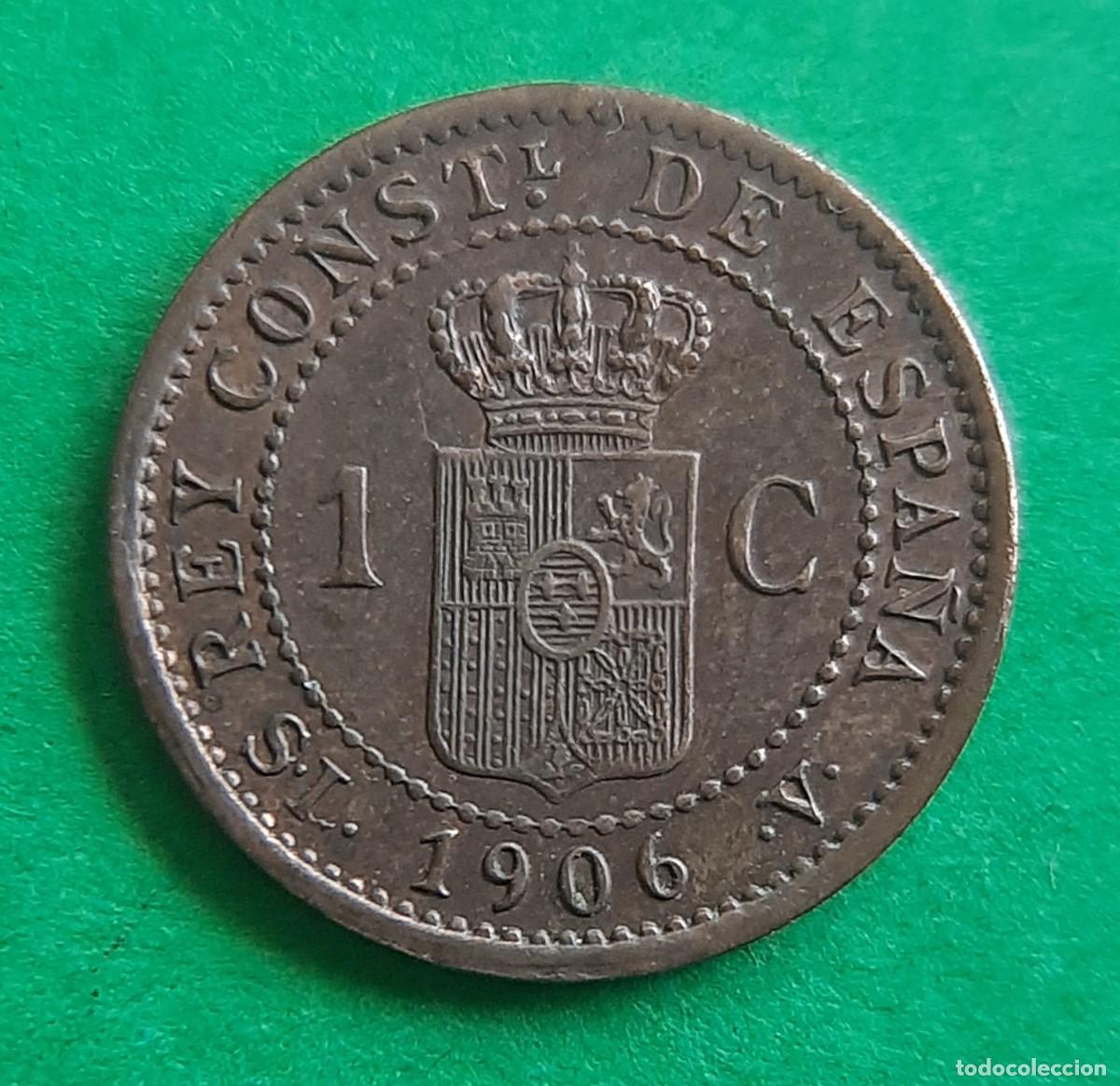 M&uuml;nzen mit Fehlern: (ESPA&Ntilde;A-ERROR)(1906* SL V) 1 C&Eacute;NTIMO CON VARIOS ERRORES(REPINTE EN EL REVERSO)