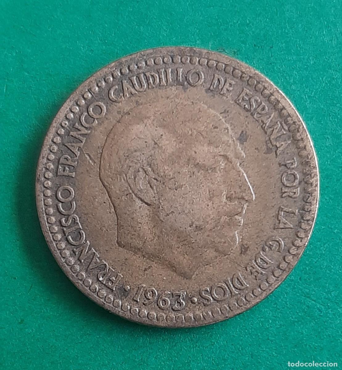 Coins with Errors: (ESPA&Ntilde;A-ERROR)(1963*65) 1 PESETA ESTADO ESPA&Ntilde;OL CON EXCESO DE METAL/HOJITAS