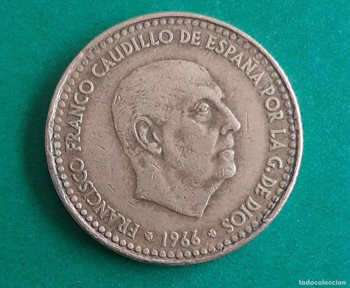 Coins with Errors: (ESPA&Ntilde;A-ERROR)(1966*67) 1 PESETA ESTADO ESPA&Ntilde;OL CON HOJITAS