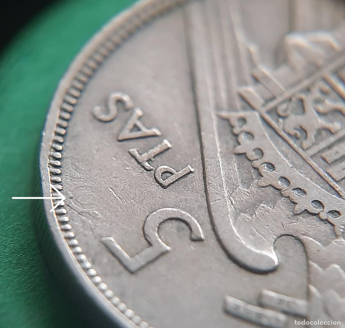 Monedas con errores: (ESPA&Ntilde;A-ERROR)(1957*63) 5 PESETAS ESTADO ESPA&Ntilde;OL CON REPINTE - Foto 10