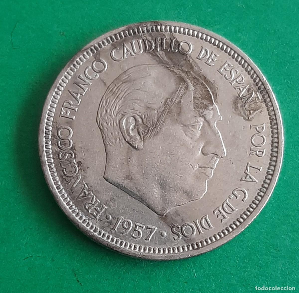 Monete con errori: (ESPA&Ntilde;A-ERROR)(1957*74) 5 PESETAS ESTADO ESPA&Ntilde;OL CON LEYENDA REMARCADA