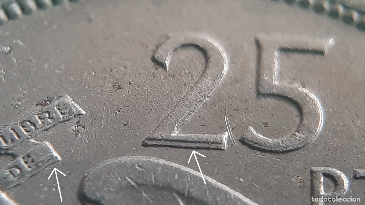 Monedas con errores: (ESPA&Ntilde;A-ERROR)(1957*69) 25 PESETAS ESTADO ESPA&Ntilde;OL REMARCADA - Foto 6