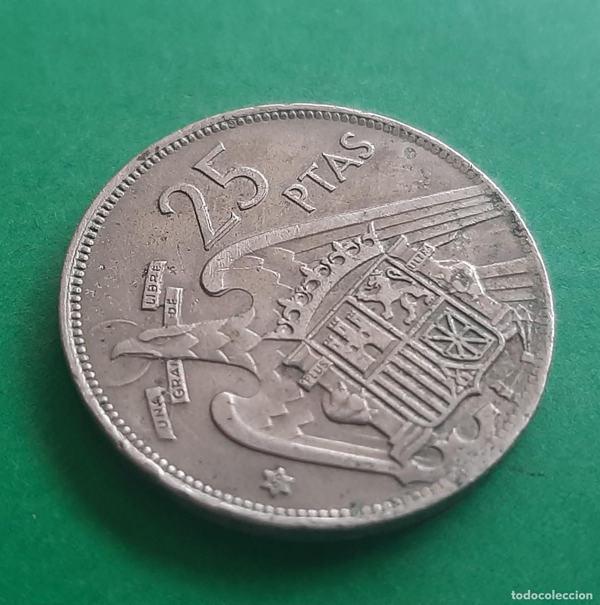 Monedas con errores: (ESPA&Ntilde;A-ERROR)(1957*69) 25 PESETAS ESTADO ESPA&Ntilde;OL REMARCADA - Foto 8