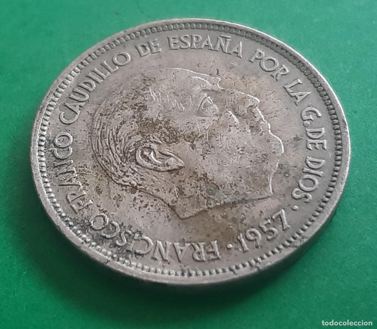 Monedas con errores: (ESPA&Ntilde;A-ERROR)(1957*69) 25 PESETAS ESTADO ESPA&Ntilde;OL REMARCADA - Foto 9