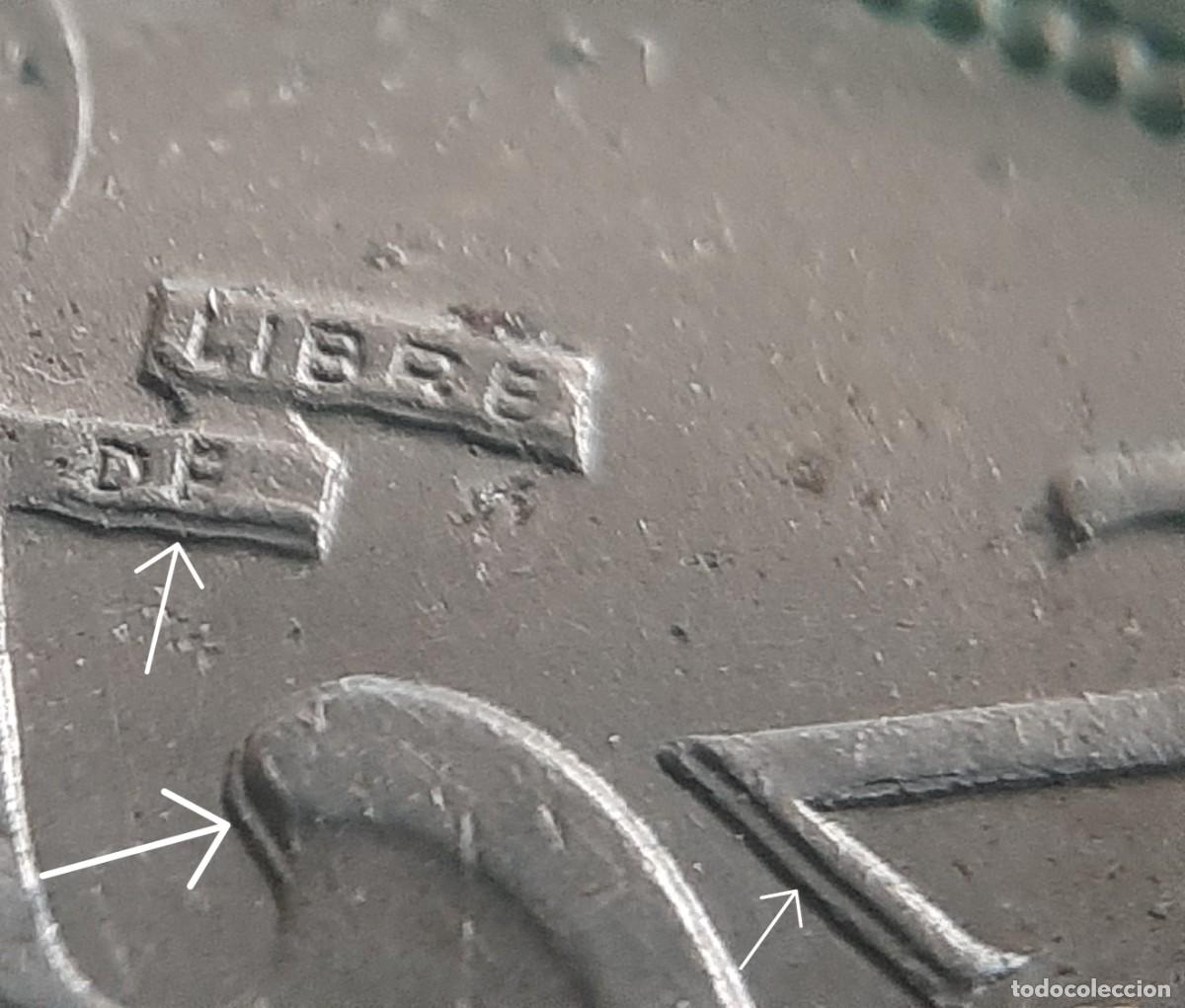 Monedas con errores: (ESPA&Ntilde;A-ERROR)(1957*69) 25 PESETAS ESTADO ESPA&Ntilde;OL REMARCADA - Foto 12