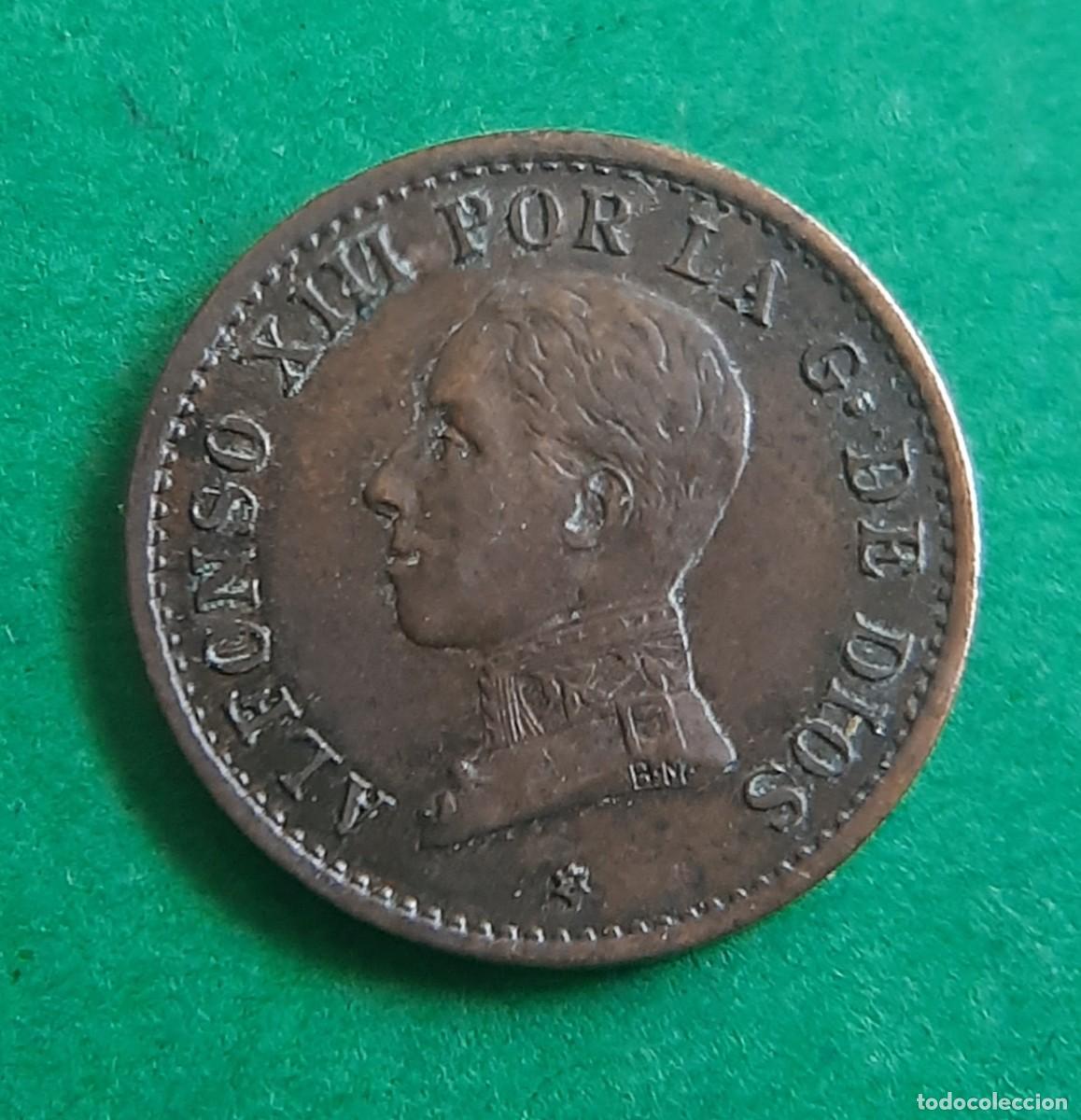 Monedas con errores: (ESPA&Ntilde;A-ERROR)(1912* 2 PC V) 1 C&Eacute;NTIMO ALFONSO XIII CON REMARQUE - Foto 1