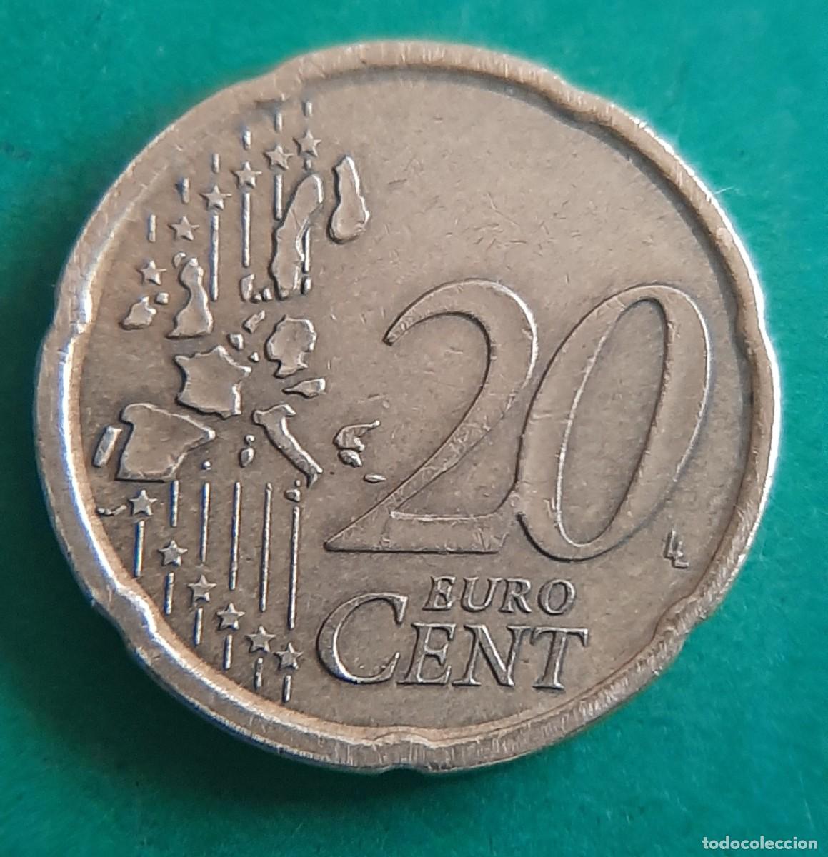Monedas con errores: (ESPA&Ntilde;A-ERROR)(2001) 20 C&Eacute;NTIMOS CON EXCESO DE METAL - Foto 9