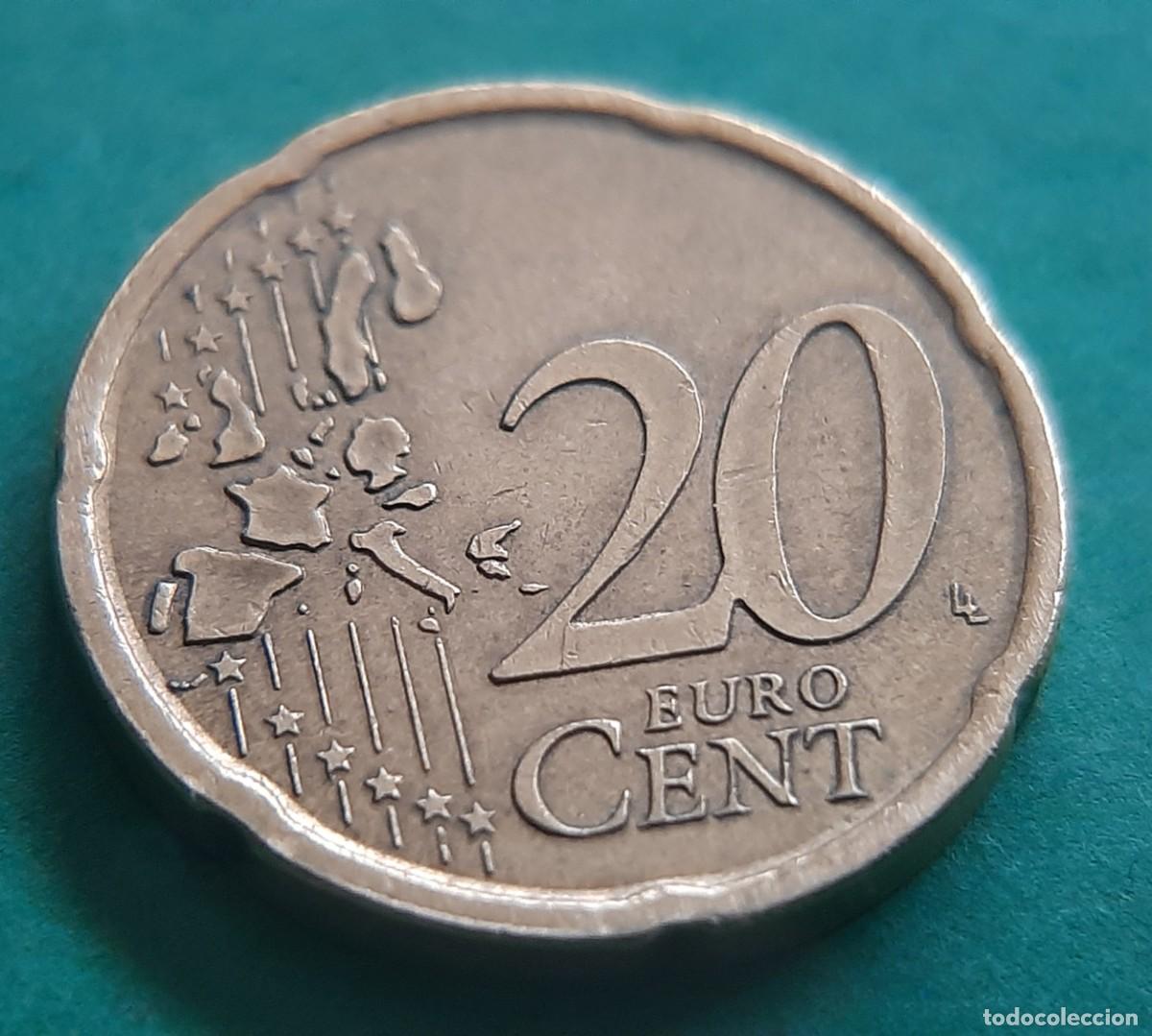 Monedas con errores: (ESPA&Ntilde;A-ERROR)(2001) 20 C&Eacute;NTIMOS CON EXCESO DE METAL - Foto 10