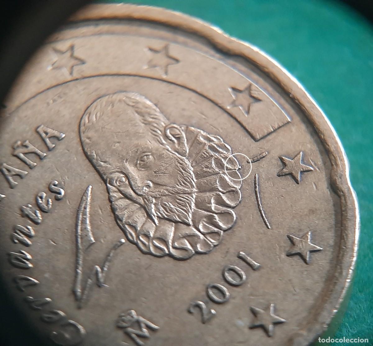 Monedas con errores: (ESPA&Ntilde;A-ERROR)(2001) 20 C&Eacute;NTIMOS CON EXCESO DE METAL - Foto 11