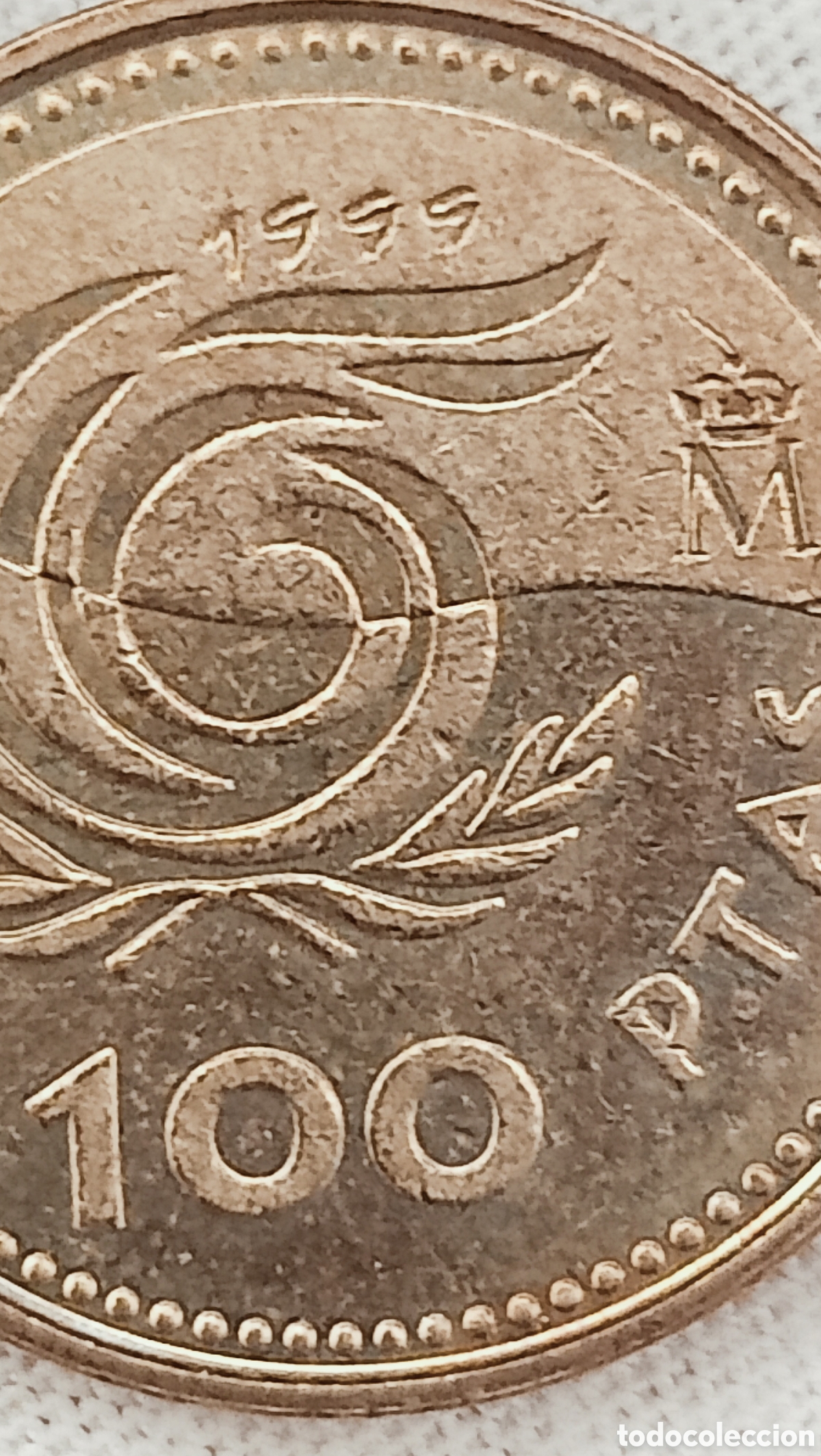 Monedas con errores: Moneda de 100 pesetas a&ntilde;o Inter.per, mayor(error Incuso) - Foto 4
