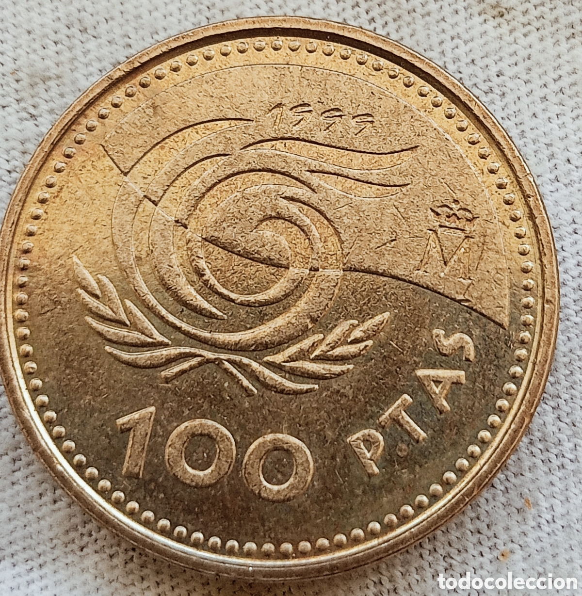 Monedas con errores: Moneda de 100 pesetas a&ntilde;o Inter.per, mayor(error Incuso) - Foto 12