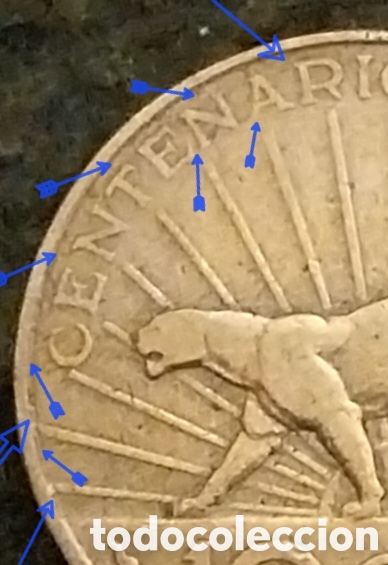 Monedas con errores: 10centesimos URUGUAY 1930 ERRORES - Foto 2