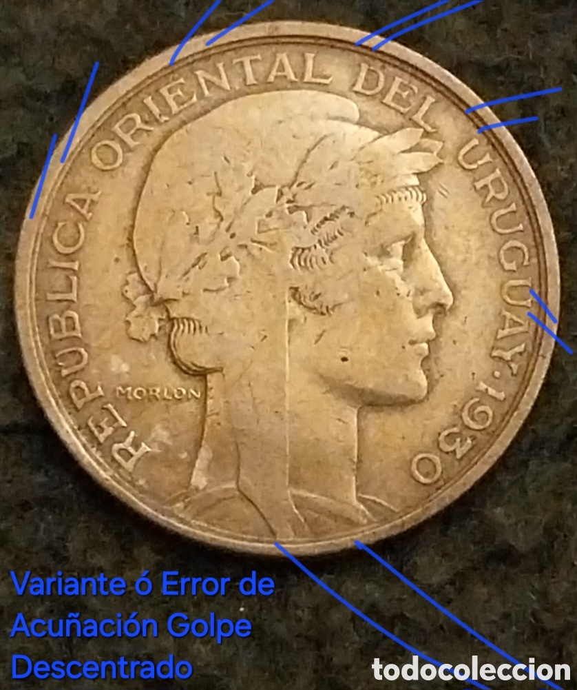 Monedas con errores: 10centesimos URUGUAY 1930 ERRORES - Foto 4