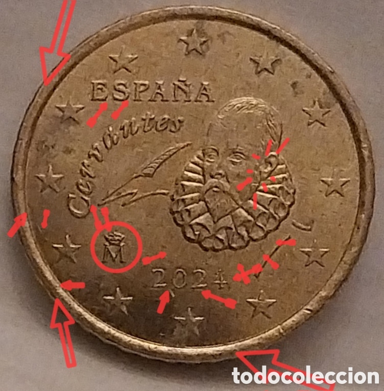 Monedas con errores: Moneda 50 C&eacute;ntimos Espa&ntilde;a 2024 M&uacute;ltiples Errores Acu&ntilde;aci&oacute;n MBC - Foto 2