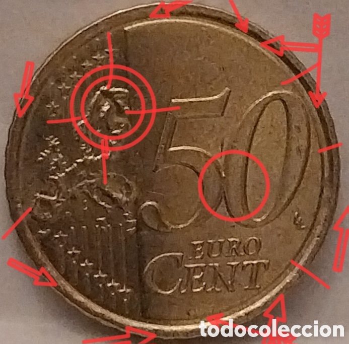Monedas con errores: Moneda 50 C&eacute;ntimos Espa&ntilde;a 2024 M&uacute;ltiples Errores Acu&ntilde;aci&oacute;n MBC