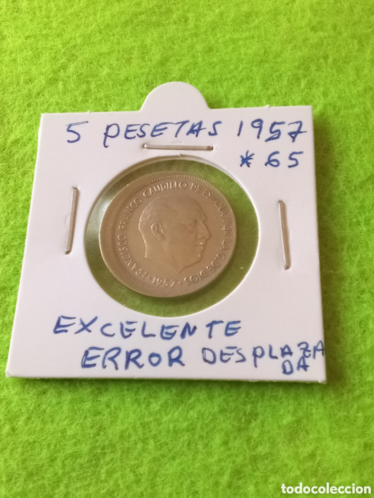 Monedas con errores: ERROR.. 5 PESETAS DE 1957 ESTRELLA 65.CU&Ntilde;O MUY DESPLAZADA