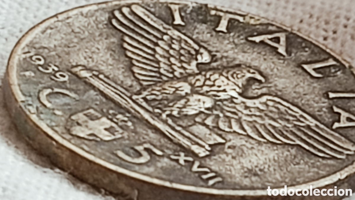 Monedas con errores: Moneda Italia 1939-XVII-Variante/Errores - Foto 22