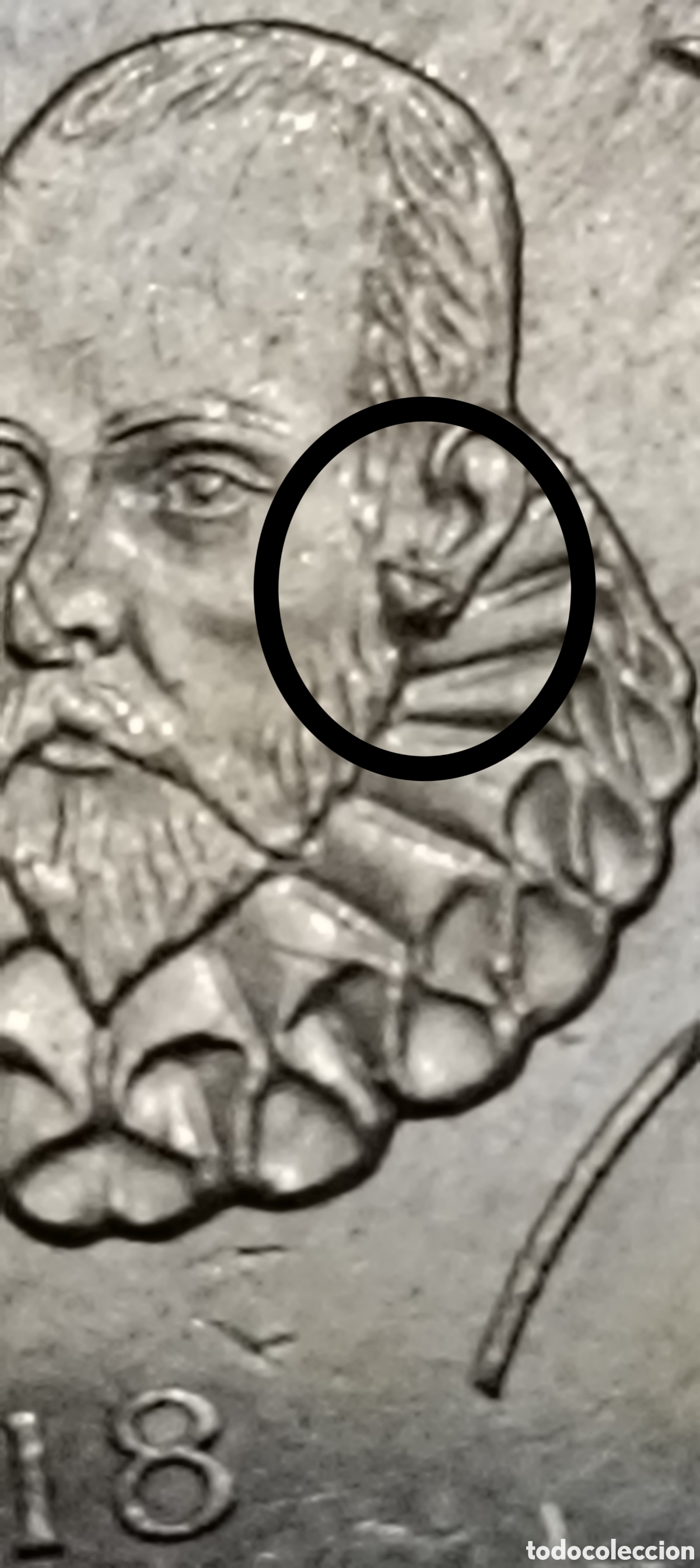 Monedas con errores: AB. 20 cts. 2018. Espa&ntilde;a. Pegote de metal en la oreja.