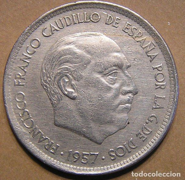 Monedas con errores: 50 PESETAS 1957 ESTRELLA 67 - VARIANTE LISTEL LISO EN REVERSO