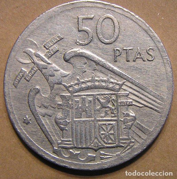 Monedas con errores: 50 PESETAS 1957 ESTRELLA 67 - VARIANTE LISTEL LISO EN REVERSO