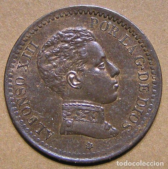 Monedas con errores: ALFONSO XIII - 2 C&Eacute;NTIMOS 1905 - VARIANTE CU&Ntilde;O CONTRAMARCADO EN REVERSO