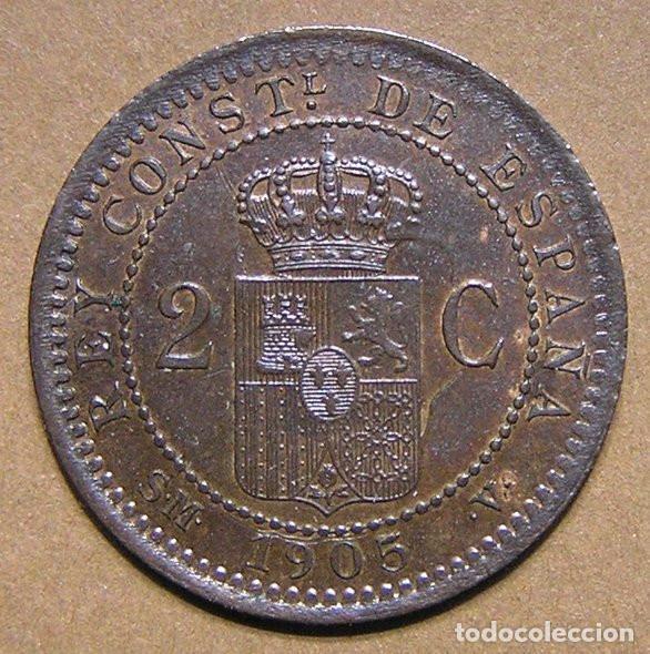 Monedas con errores: ALFONSO XIII - 2 C&Eacute;NTIMOS 1905 ESTRELLA 05 - VARIANTE CU&Ntilde;O CONTRAMARCADO EN REVERSO