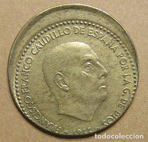 Monedas con errores: 1 PESETA 1966 ESTRELLAS 19-67 - VARIANTE ACU&Ntilde;ACI&Oacute;N DESPLAZADA